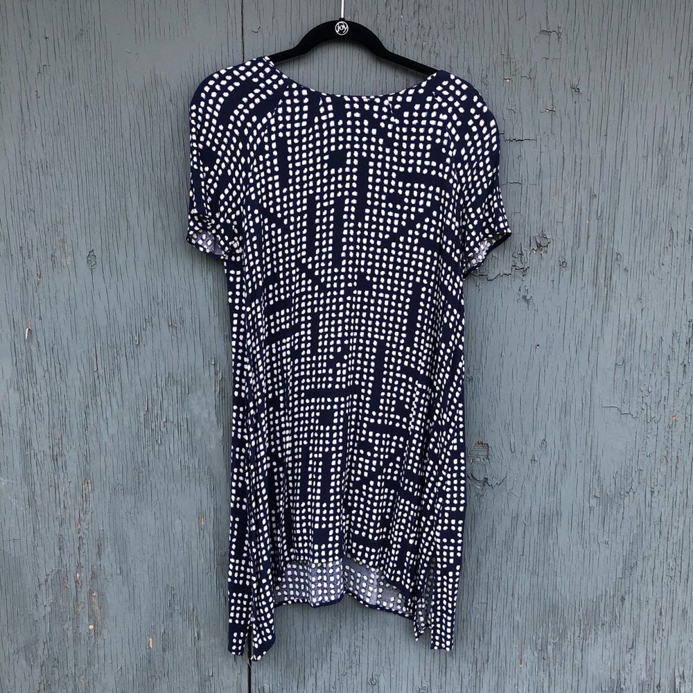 Navy and white dotted ASTR dress (size M)
